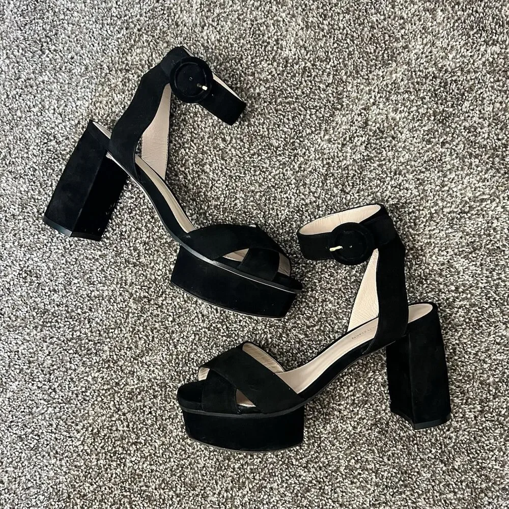 Stuart Weitzman Carmina Platform Block Heel Suede Sandals